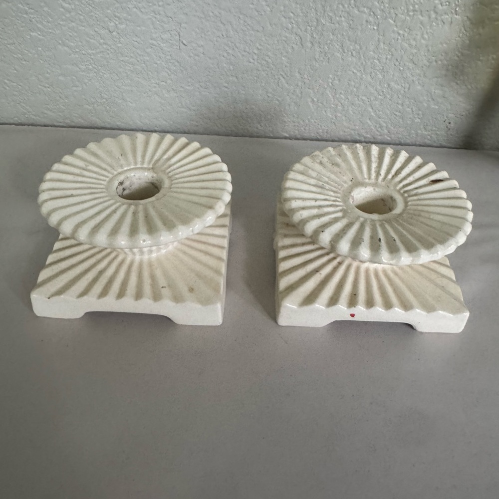 Vintage Japan Ceramic Cream Candle Holders